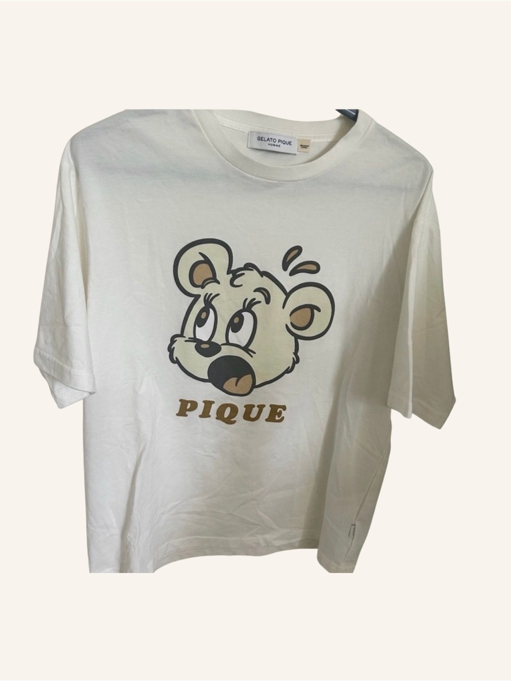 Gelato Pique Homme Cream Bear Graphic Short Sleeve T-Shirt Size Large - Picture 3 of 13